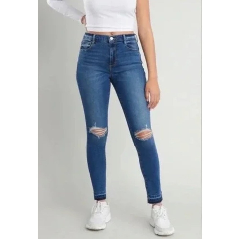 Garage Denim Super Skinny Jeans Ripped Knee‎ Blue Size 0/24